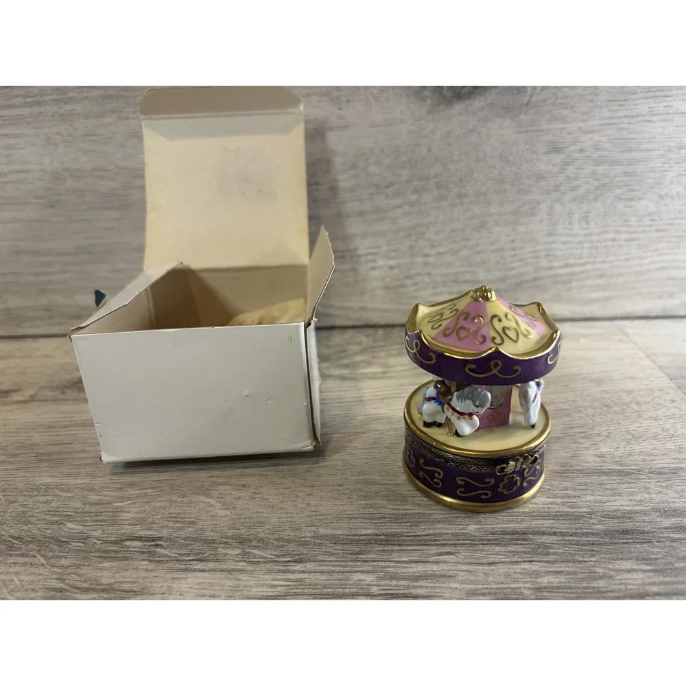 Sinclair Limoges France Hand Painted Merry‎ Go Round Trinket Box 6/1000